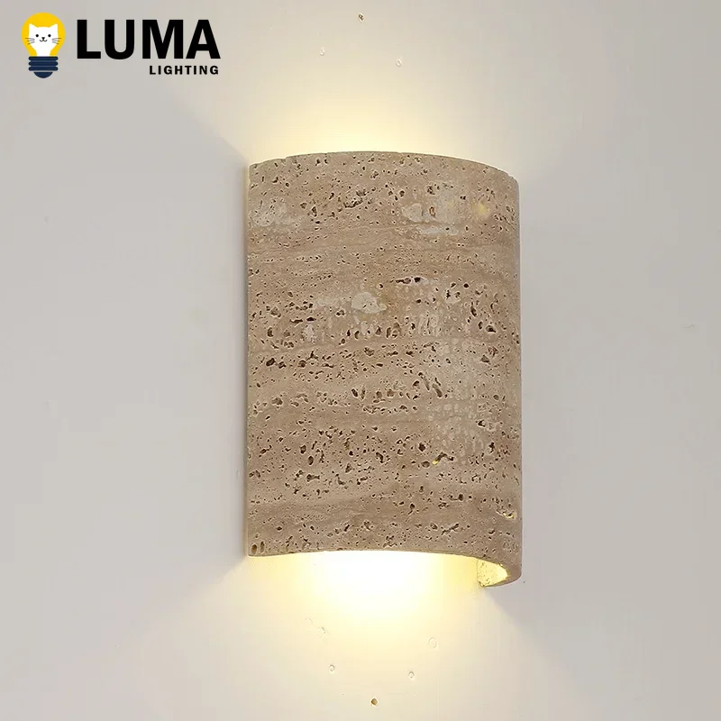 Foyer Lighting Wall Decor - Outdoor/Indoor Wabi-sabi StyleYellow Travertine Wall Lamp