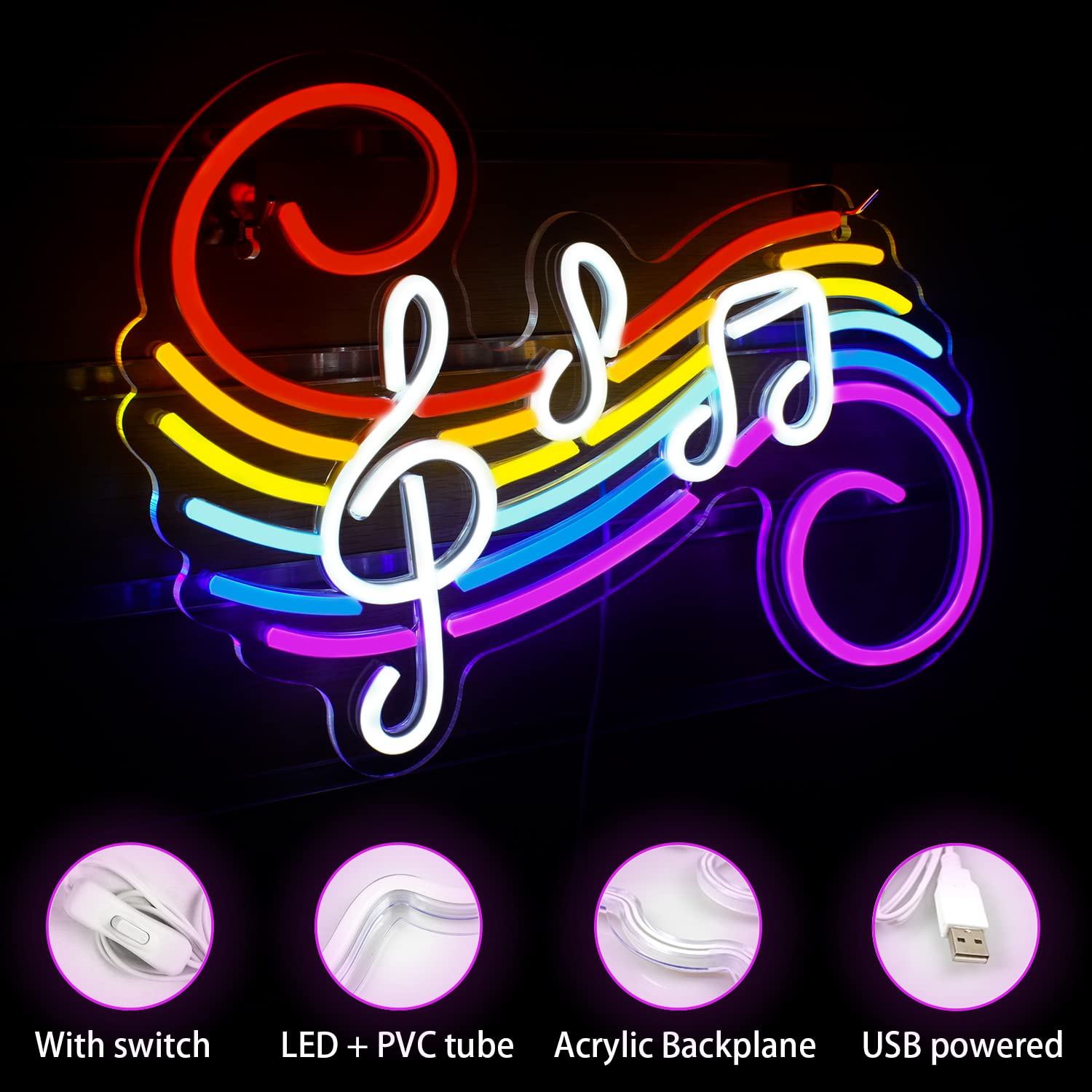 Music Notes Neon Sign Customiz - Lighting Decoration For Wedding recension och pris