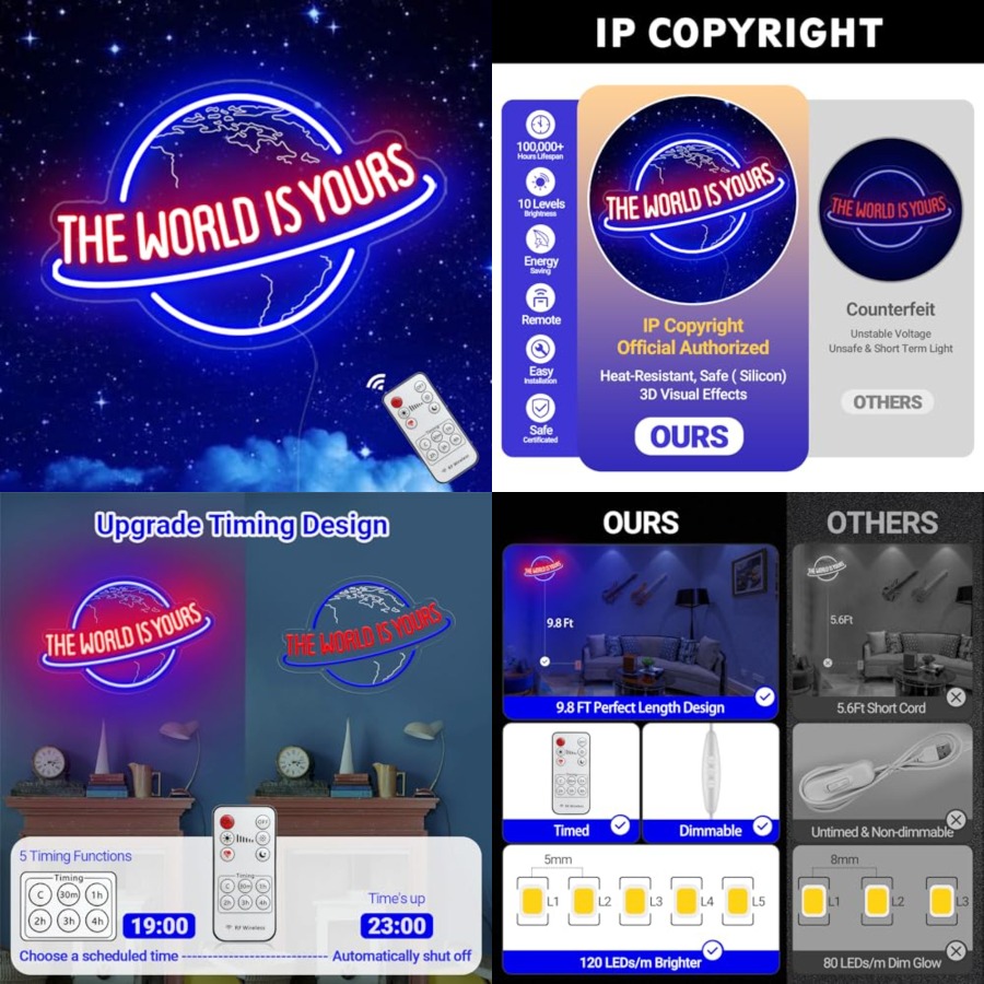 The World Is Yours Neon Sign,  - Lighting World Decor recension och pris
