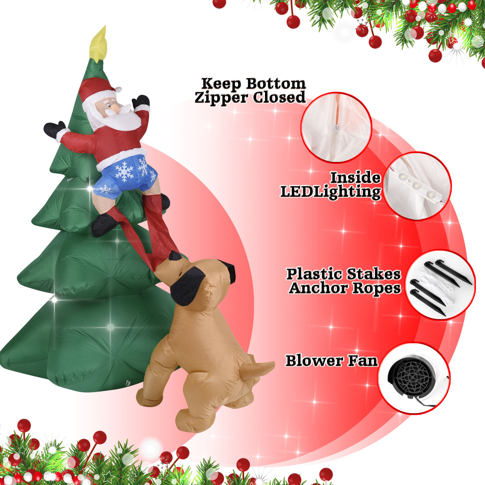 Christmas Inflatable Dog  w/Sa - Up Lighting Decor recension och pris