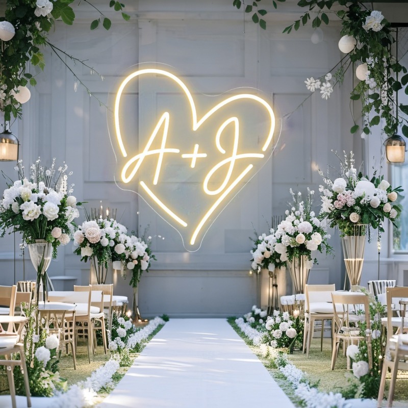 Custom Initials Heart LED Neon - Lighting Decoration For Wedding recension och pris