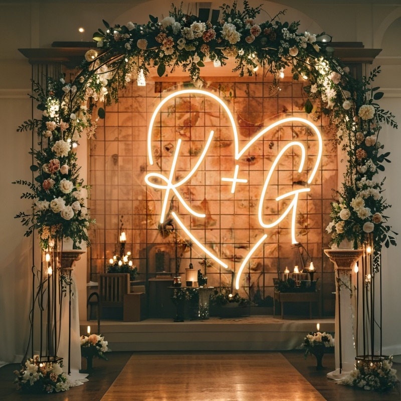 Custom Initials Heart LED Neon - Lighting Decoration For Wedding recension och pris
