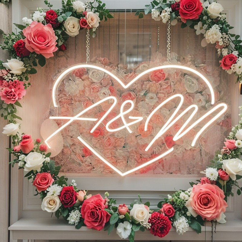 Custom Initials Heart LED Neon - Lighting Decoration For Wedding recension och pris