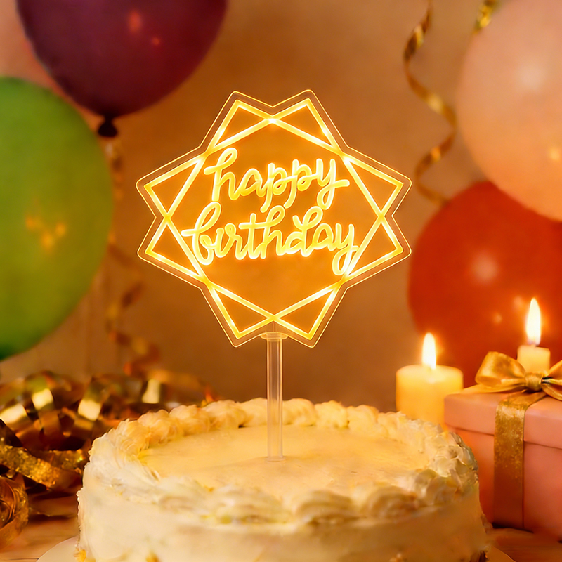 LED light up Cake Topper Happy - Up Lighting Decor recension och pris