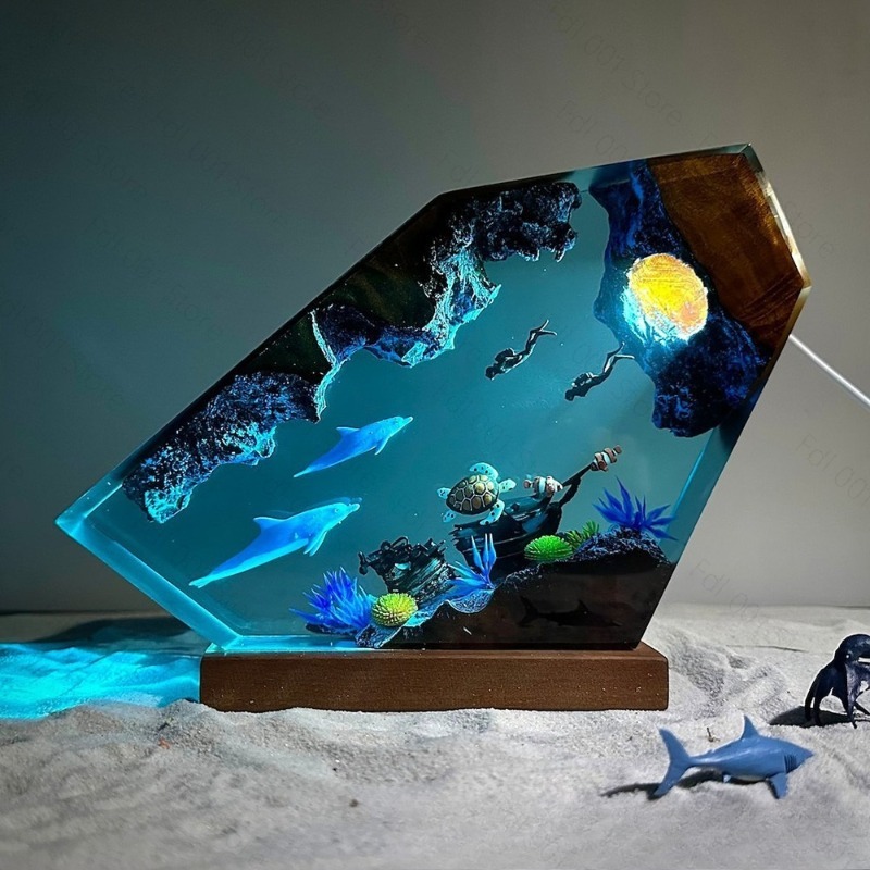 Dolphin and Turtle Resin Night - Lighting World Decor recension och pris