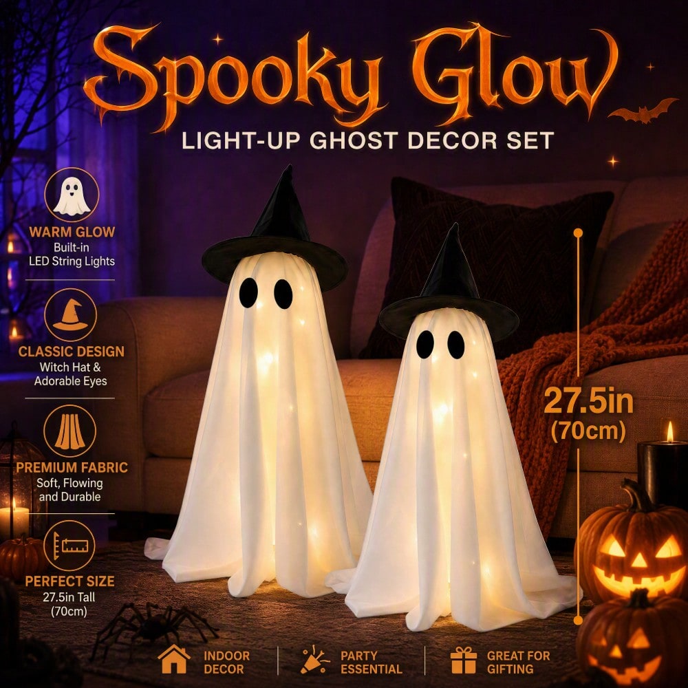 LED Light‑Up Witch Hat Ghost 2 - Up Lighting Decor recension och pris