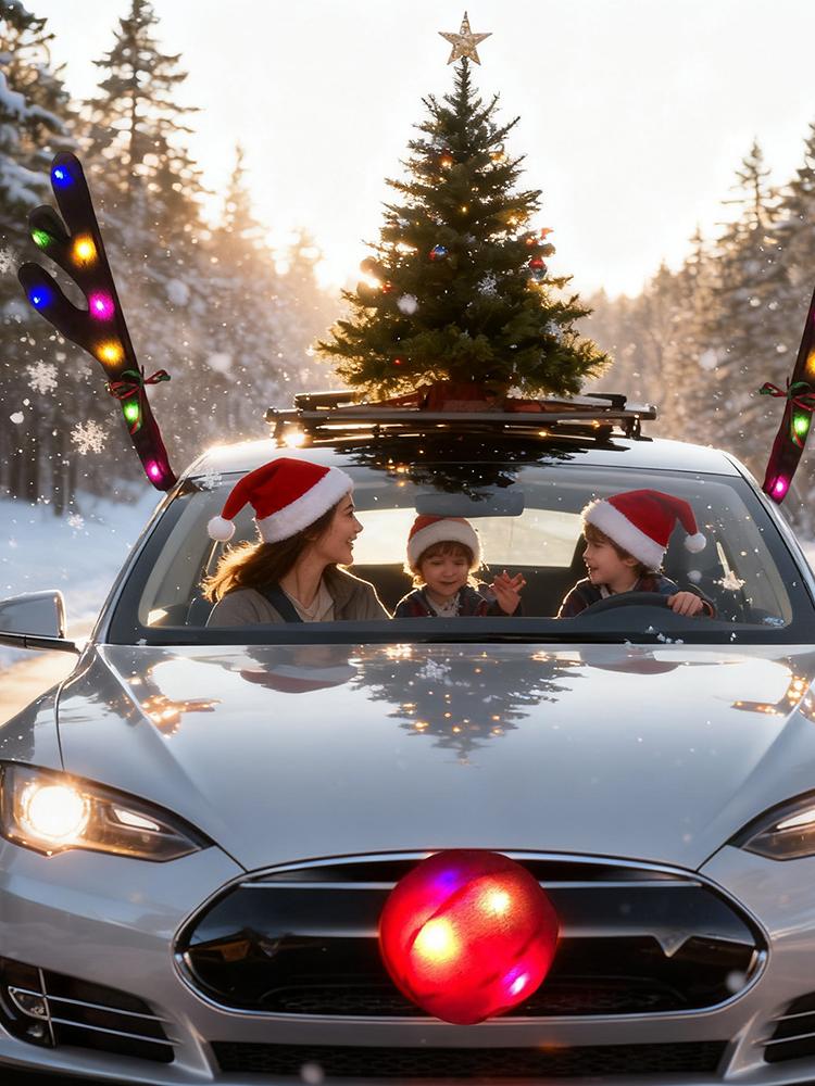 Car Reindeer Antlers with Nose - Up Lighting Decor recension och pris